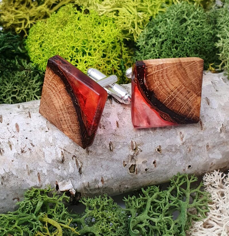 spinki do mankietów z drewna