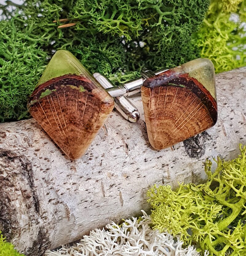 spinki do mankietów z drewna