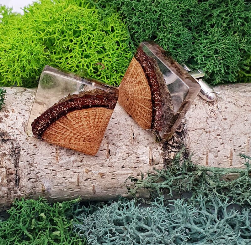 spinki do mankietów z drewna