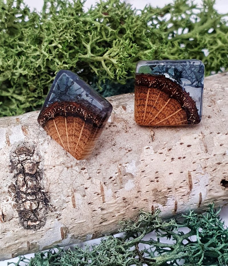 kolczyki z drewna dębu