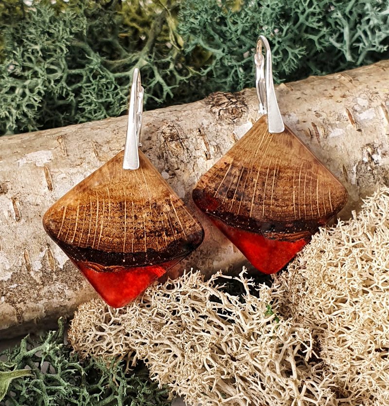 kolczyki z drewna dębu