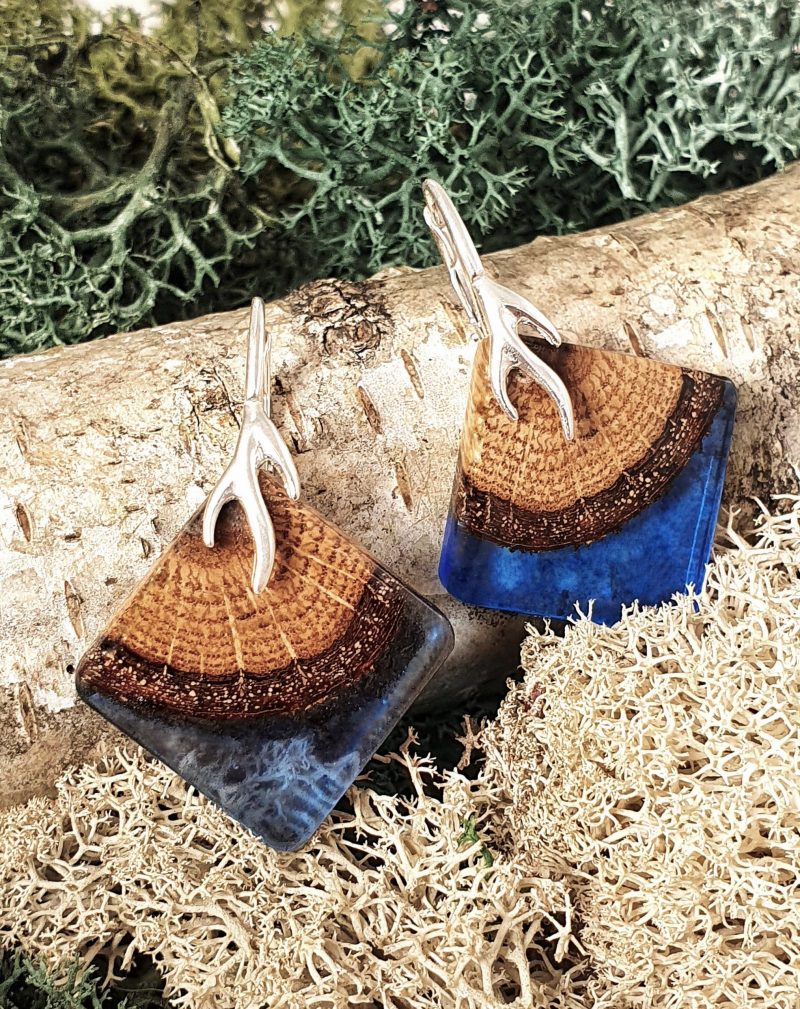 kolczyki z drewna dębu