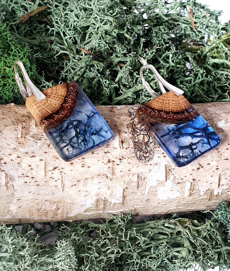 kolczyki z drewna dębu