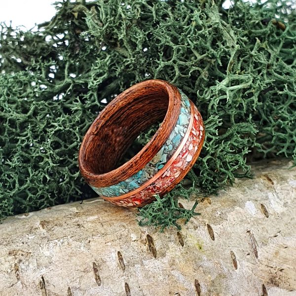 pierścionek z drewna bubinga